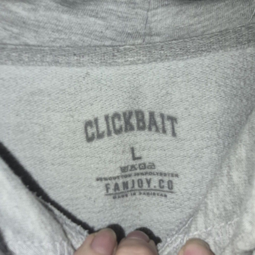 Clickbait Crewneck Hoodie - Gray with Maroon Text - Picture 2 of 2
